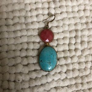 Turquoise and red dangle earrings